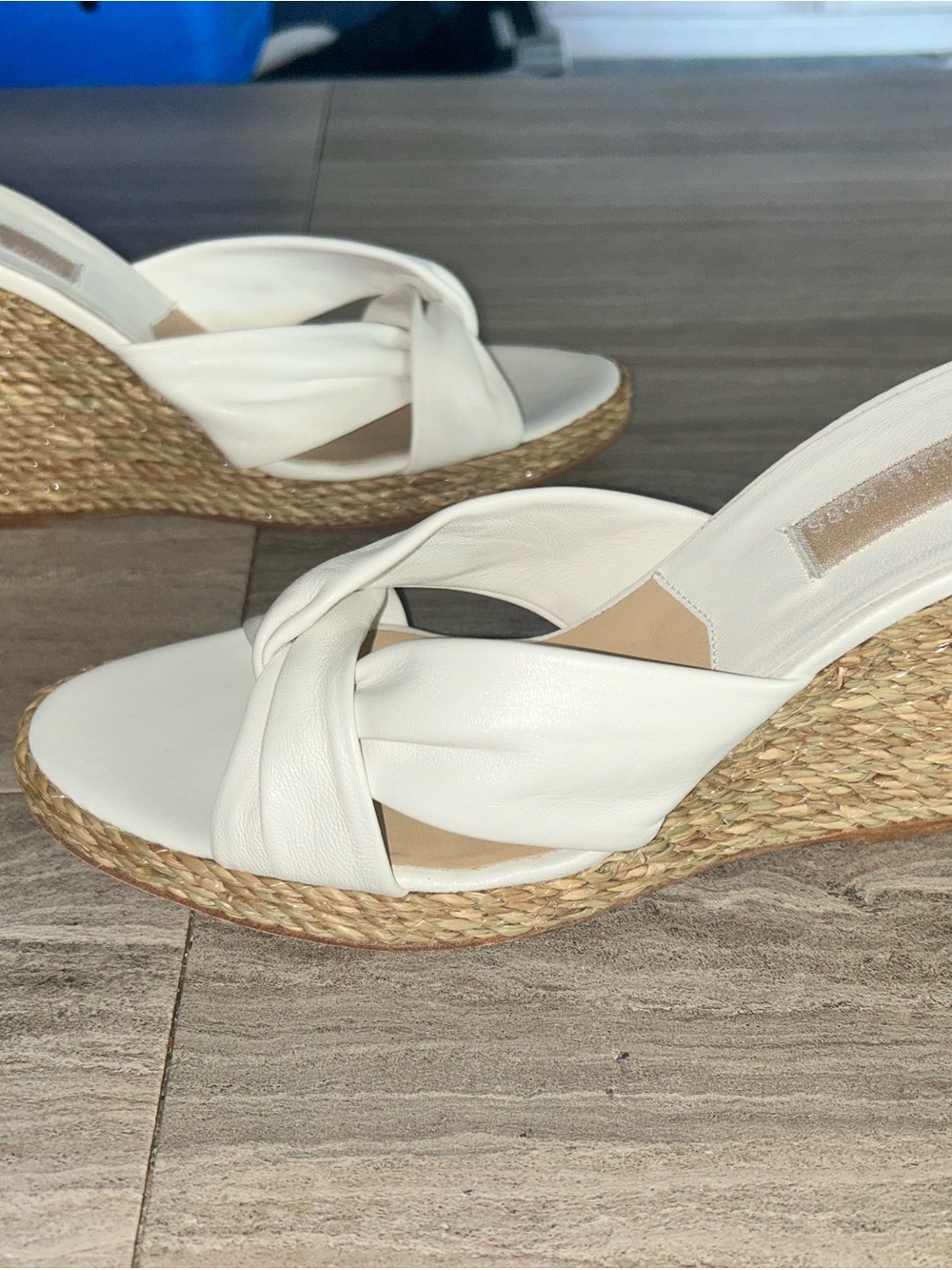 Michael Kors Cream Twisted-Strap Espadrille Wedge Sandals